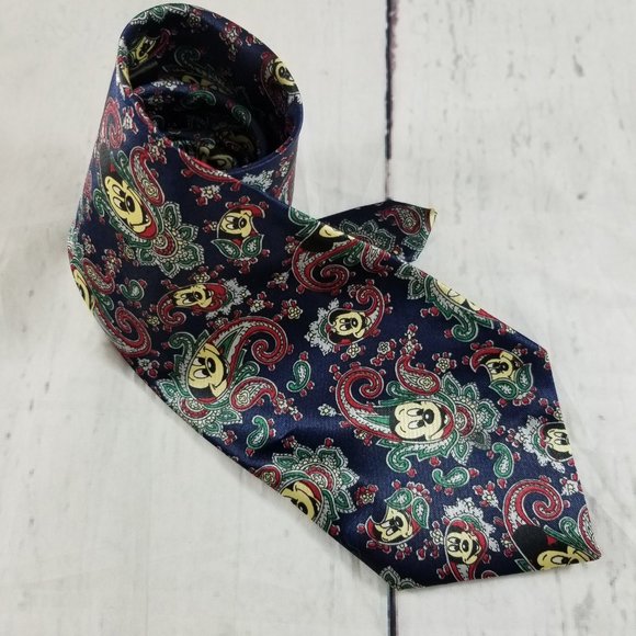 Man Road Neck Tie Blue Red Mickey Mouse - Picture 2 of 5